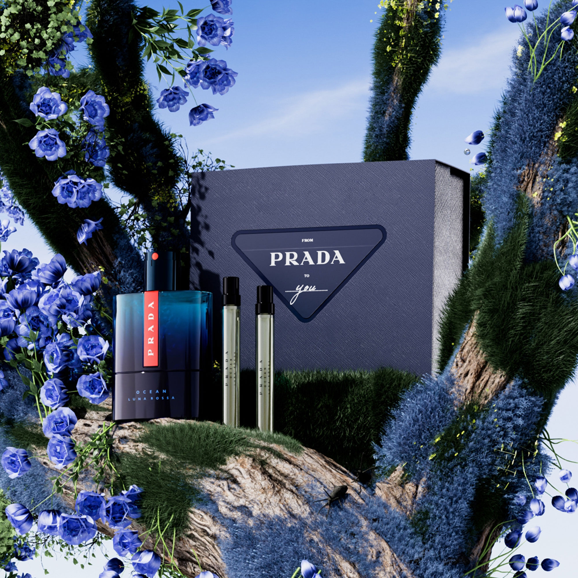 Luna Rossa Ocean EDT 3 pc Gift Set for Men Prada Beauty