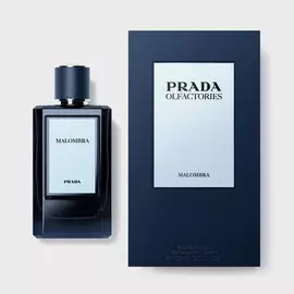 Prada Olfactories Malombra Eau de Parfum Pack with outerbox on a neutral gray background