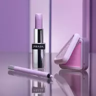 Prada Wisteria Collection With Balm in shade U003 wisteria Gleams, Touch Blush in shade P36 wisteria and Lines Eye pencil in shade 06 Glycine 