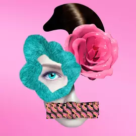 Prada Olfactories Pink Flamboyance Eau de Parfum Visual Collage on a Pink background 