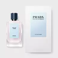 Prada Olfactories Nylon Noir Eau de Parfum Pack with outerbox on a neutral gray background