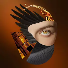 Prada Olfactories Malombra Eau de Parfum Visual Collage on a Brown background 