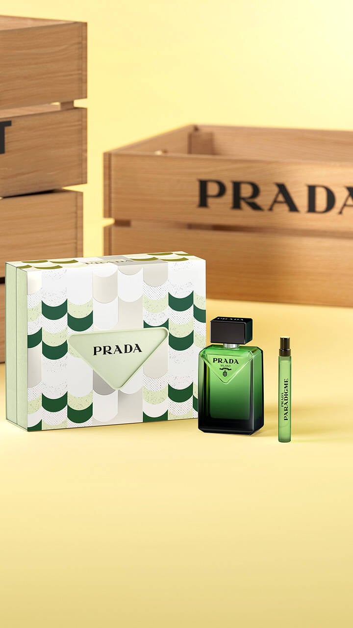 Prada Paradigme giftset for him in Spring Market with yellow background
