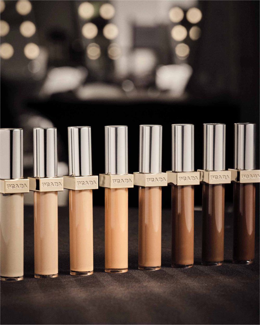 The Prada Conceal concealer range backstage from the fashion show.