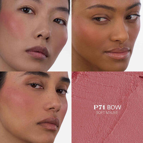 Prada Touch Blush P71 Bow applied on three different skin tones.