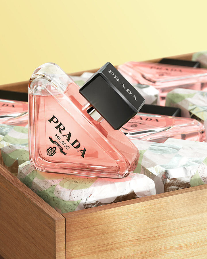 Prada Paradoxe Eau de Parfum in Spring Market with yellow background 