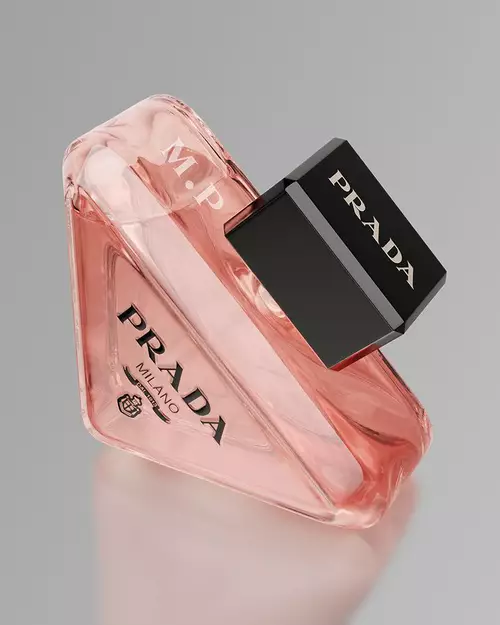 Prada Beauty Digital Services Engraving - Paradoxe Eau de Parfum engraved on a neutral gray background
