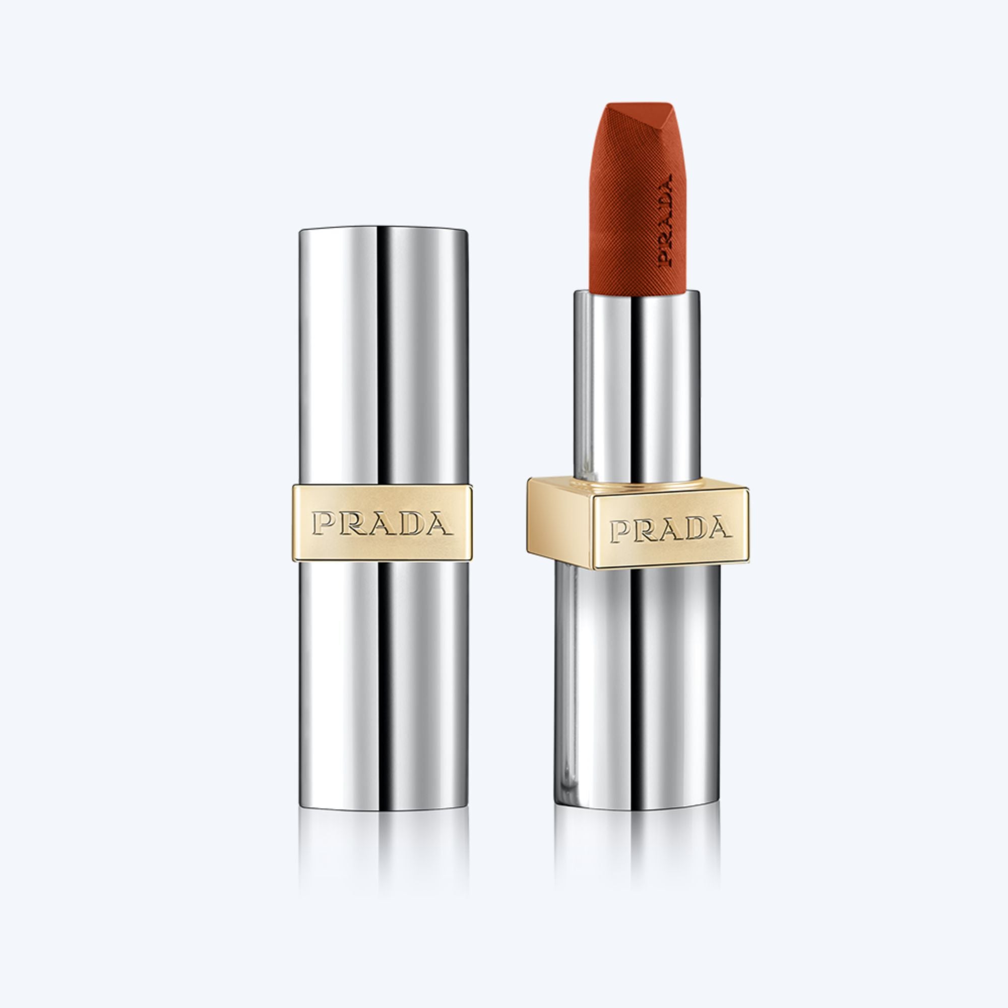 Prada Monochrome Hyper Matte Refillable Lipstick O76 Amber Long-Lasting Matte Orange Lipstick 50$