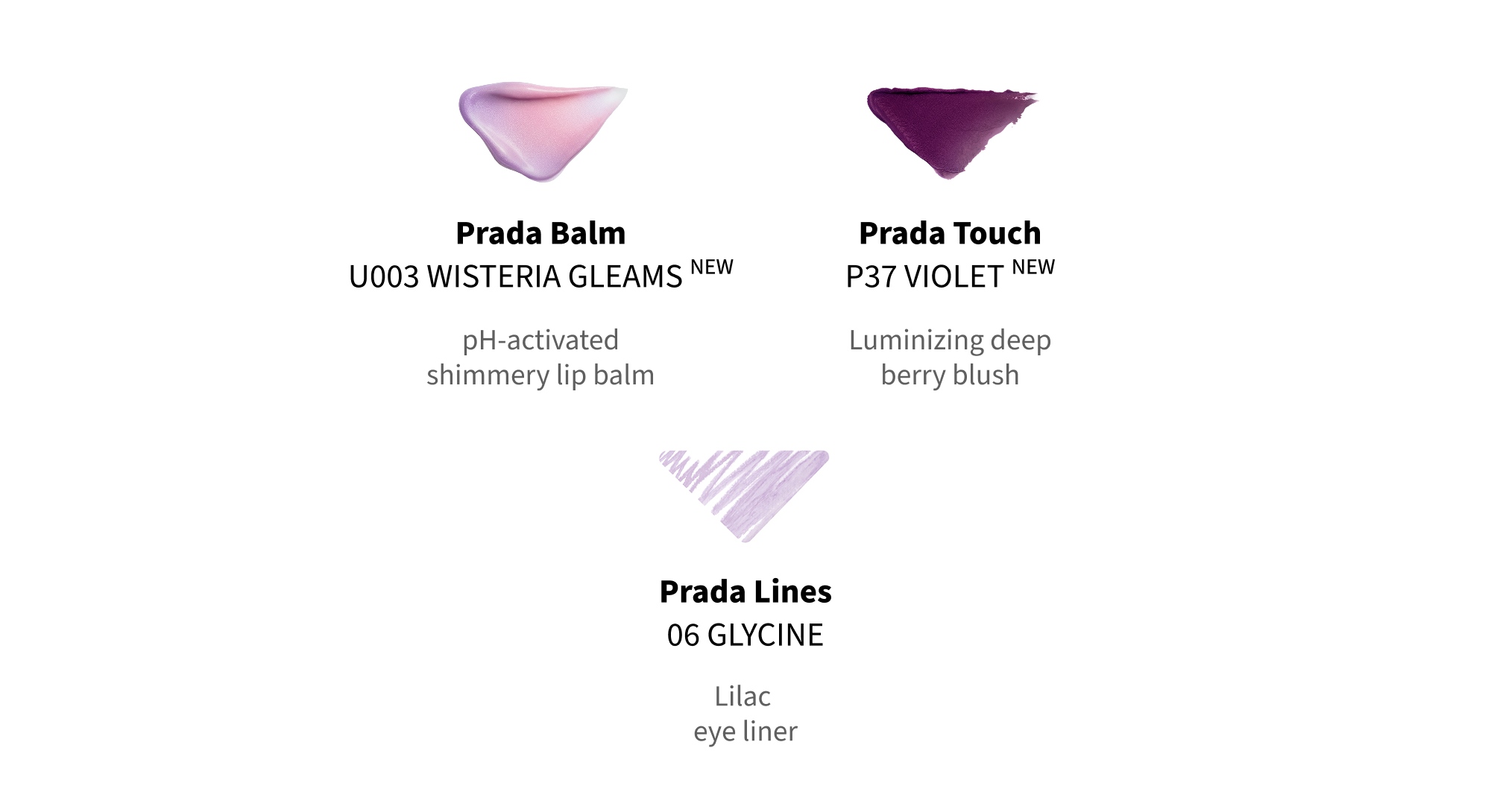 Prada Wisteria Collection Bundle Limited Edition Three shades with description