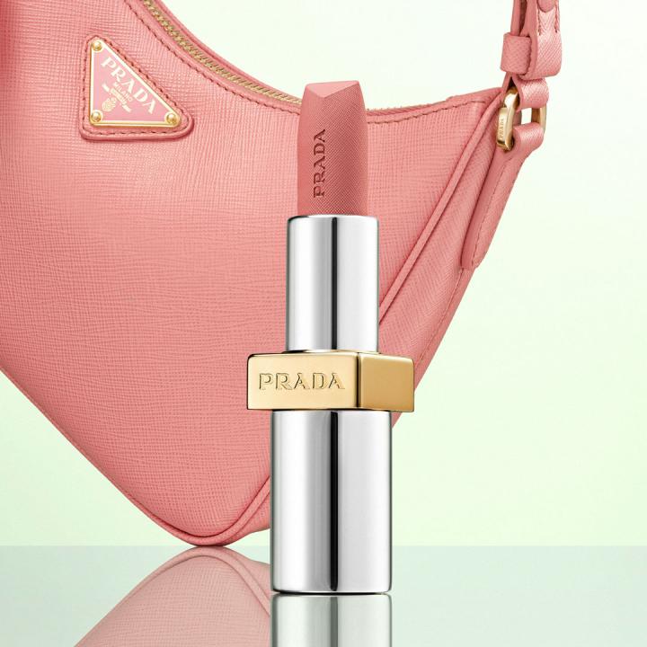 Prada Monochrome Hyper Matte lipstick with Prada bag