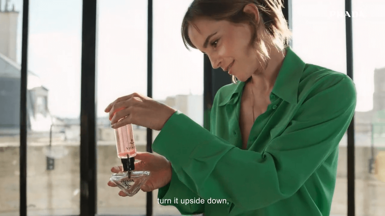 Emma Watson refilling her Paradoxe fragrance