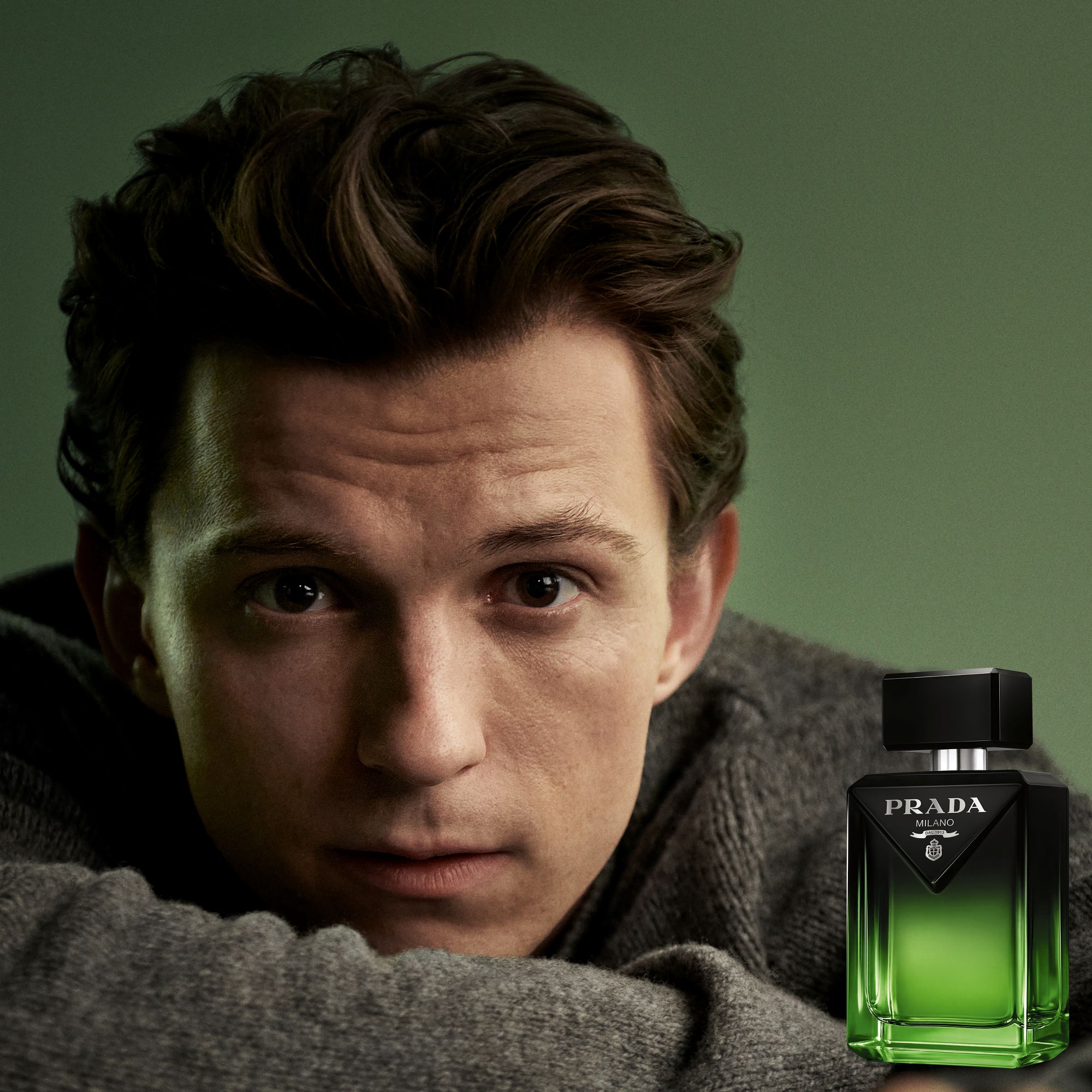 Prada Paradigme Le Parfum Pack Close Up on a Light Green Background 