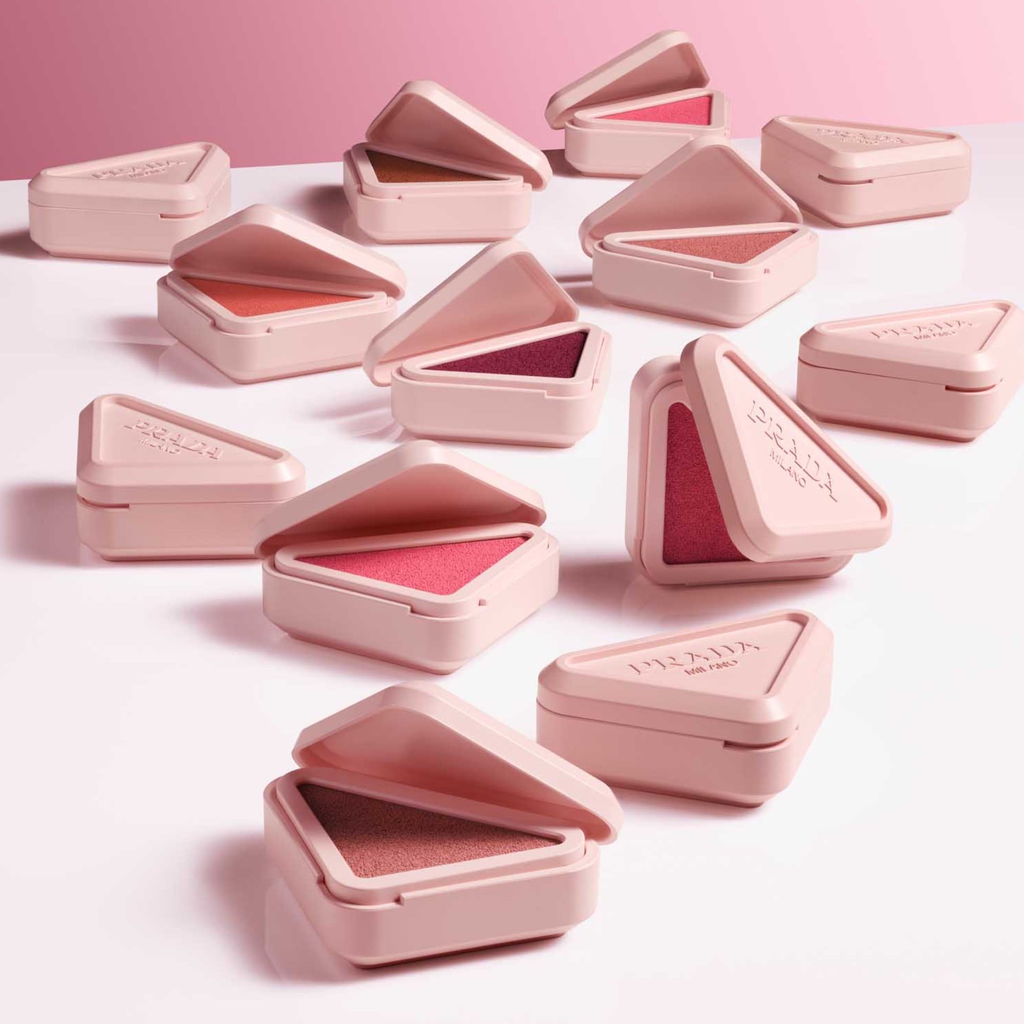 The 8 shades of Prada Touch Cream-to-Powder Blush.